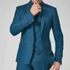 Bleu marine Mariage Groom Tuxedos 3 pièces Custom Slim Fit Hommes Costumes Homme Mode Vêtements Mâle Ensemble Veste Gilet avec Pantalon Nouveau X0909