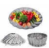 Folding Aço Inoxidável Steamer Prato Lotus Plate Magia Retrátil Retrátil Cozinha De Legígio Placa De Leituração Placa De Frutas