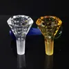 Unique Diamond Glass Slides Bowl Pieces Round Clear Pipes 14mm Male Joint Dry Oil Burner Heady Herb Tabac Bols Poignée Pour Fumer Des Bangs