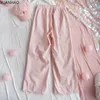 XUANHAO Stile Lolita Giapponese Donna Capris a Vita Alta Rosa Nero Albicocca Pantaloni di Cotone Carino Kawaii Dolce Anime Pantaloni a Gamba Larga Q0801