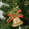 Dekorationer Festliga Party Supplies GardenMerry Christmas Fall Decor for Home Ceiling Glitter Frosted Light Hanging Bell Presentförpackning Festival