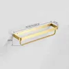 Tiqiu Bathroom Shelf Bath Shower with Towel Bar Brushed Gold Glass 30-50CM Aluminum Kitchen Storage holder 211112