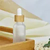 50ml 50ml garrafa de conta-gotas fosco com garrafas de pipeta de tampa de bambu recarregáveis ​​recipientes cosméticos líquidos para óleo essencial