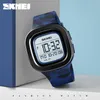 Skmei Square Digital Watches for Mens Chrono Stopwatch Men Wristwatch 2 Time 12/24 Hour Clock Pu Band Digital Sport Watch 1580 Q0524
