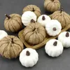 22pcs Simulation Citrouille Blanc Jaune Citrouille Halloween Toile De Jute Festival De Citrouille De Noël Halloween Cadeau Décor À La Maison Y0829