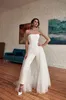 Abito da sposa Boemia Tuta con strascico staccabile Abiti da sposa Boho senza spalline Abito su misura Abito da sposa Abiti da ricevimento formale Elopement Runway Outfit