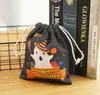 20*16cm/7.9*6.3inch Halloween Decoration Candy Bag Gift Wrap Pumpkin Witch Human Skeleton Ghost Canvas Cartoon Bags Drawstring Pocket Children Treat Party Supplies