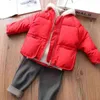 Meisjes jas warme dikke kinderen winter kleding kinderen jassen voor babyjongens bovenkleding jas peuters 90 ~ 130 katoen gewatteerde vaste degelijke 211203