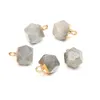 Faceted square polygon Shape Natural Stone Charms Healing Rose Quartz Crystal Turquoises Jades Opal Stones Pendant for Jewelry Making Necklace Bracelet 8x12mm