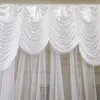 2021High Quality 1.5mX3m Ice Silk Backdrop with Sheer Voile Wave Valance Swag Wedding Decoration White Drapes Curtain Swag Stage Backgroud