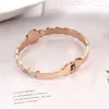 Tjp New Arrivals Hot Women 316 Stainless Steel Bangle Bracelet Crystals Zircon High Quality Rose Gold Bangle for Gift Jewelry Q0717