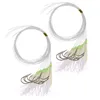 Fishing Hooks 2 Strings String Fishhooks Pre Tied Sabiki Fish Flies Skin Flasher Rig With Glow Luminous Head