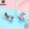 BISAER 925 Sterling Silver Planet Earth Beads Star CZ Clip Stopper Charms fit Bracelets Silver Beads for Jewelry Making ECC985 Q0531