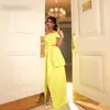 Elegant One Shoulder Yellow Long Evening Dresses abendkleider 2021 dubai Kaftan Prom Gowns Vestito da festa di nozze