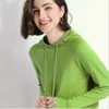 İlkbahar ve Sonbahar Yeni Gevşek Örme Hoodies Sweatshirt Kadınlar Hoodie Kadınlar Uzun Kollu Kazak Ceket Kadınlar LJ201103