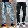 Men's Jeans 2021 Ripped Style Streetwear Fashion Jacquard Printing Denim Trousers Casual Pencil Loose Hip Hop Pants