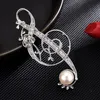 Pins Brooches Elegant Retro Freshwater Pearl Brooch Pin Collar Clothing Accessories Zircon Men039s Suit Musical Note Luxury Je6955828