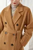 Women's Double Cashmere Wool Coat Notched Collar Lace Up Belt Fashion Winter Overcoat Long Outer wear