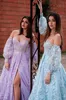 Sweetheart Lilac Długi Wieczór Party Dress Haftowane Butterfly 2022 Robe de Soiree Odłączane rękawy Lavender Prom Dresses Lady Met Gala Pageant Boning Slit