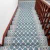 Tapetes decoração europeia jacquard stair mat lar mediterrâneo moderno passo tapete auto-adesivo tapete de escadaria antiderrapante cobertor completo