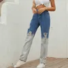 Vintage Löcher Hohe Taille Gerade Jeans Hose für Frauen Streetwear Lose Weibliche Denim Jeans Zipper Damen Jeans Pantalon 10521 210528