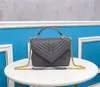 Classic Designer Donna Black V Lines Lock Borse a tracolla Morbida vera pelle di vitello Lady Borsa a tracolla Catene dorate Hardware Borse Moda Portafogli Borsa Grossista