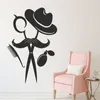 Wall Stickers Barber Shop Decor Scissors Comb Pattern Decals Modern Decoration Waterproof Hair Salon Sign Posters DW7758