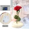 Artificielle éternelle rose beauté et bête fleur dans le couvercle en verre LED lumière décoration de Noël maison pour cadeau de Saint Valentin Y201020