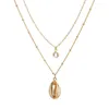 Collana perla Gold Shell Accessori Accessori Semplice Pendente in metallo multistrato I gioielli del designer femminile possono essere utilizzati come le donne della vite dell'amore