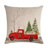 Juldekorationer Röd Pickup Truck Christmas Tree Serie Pillow Case Sofa Kuddeöverdrag Hushållsartiklar 45 * 45cm Sängkläder T2i53104