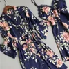 Färska blommor Satins Sexiga uppsättningar Bathrobes Kimono Dressing Gown Lace Silk Flower Sleepwear Women Robe Suits Y200429