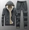 Projektanci Dress Mężczyźni Zima Gruby Casual Bluzy Sportowe Zestawy Ciepłe Bluzy Polar Dwie PCS Kurtka + Pant Męskie Moleton Mas