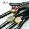 6 pièces couleur or druzy chat yeux pierre or strass anneaux réglables fête bijoux mode pour fille cadeau 8090