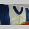 Сторона украшения 3 * 6M свадьба свадебный занавес с выпарным фоном / свадебный темно-синий ледяной шелковый этап шторы / DHL