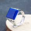 2021 FashionGenuine carré pour et wo s925 argent pur incrusté de lapis-lazuli classique hommes bague