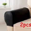 Stol täcker 2st PU LEATHER SOFA ARMREST ELASTISK HANTLESKOPPROTORS borttagbar fåtöljdekor294C