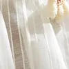 Modern Linen Striped Sheer Curtain For Living Room Bedroom White Voile Tulle Curtains Window Treatments Customized Drapes 210712