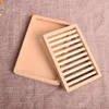 Bathroom Wood Soaps Holder Beech Log Color Water Leakage Soap Dishes Double Deck Retro Anti Slip RRA10418