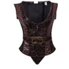 Corset 12 Steel Boned Korsett Steampunk Waistcoat Gothic Vest Faux Leather Jacket Party Costume For Women 8930