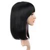 Natural Human Hair Short Wig With Bangs Pixie Cut Straight Bob Wig Raw Indian Remy Machine Made Glueless Wigs For Black Women Fast9706420