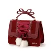 Fashion Liz Lisa Cute Bow Shoulder Bags Women Sweet Red Handbag Famous Brand Designer Girl Leather Bag