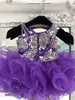 Viola Cupcake Toddler Infant Kids Pageant Dress 2021 Velvet Organza Ruffles Glitz Little Girl Abiti da festa Zipper Back Mini / Short