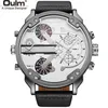 Wristwatches Oulm HP3548 Classic Two Time Zone Mäns Klockor Super Big Dial Man Sport Klocka Casual Leather Quartz