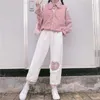 Japonais Harajuku Sauvage mignon sœur douce décontractée velours côtelé kawaii pantalon droit des filles adolescentes amour cardiaque patch lâche étudiants 210925