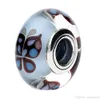 2st 925 Sterling Silver Gängad Skruv Blå Butterfly Kisses Murano Glaspärlor Passa Pandora Style Smycken Charm Armband