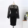 Schwarze Spitze Weibliche Sexy Schößchen Kleid Büro Damen Arbeitskleidung Patchwork Bodycon Elegante Classy Party Kleider Abend Plus Größe 210527