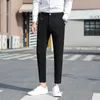 Wiosna Stretch Sukienka Dress Spodnie Mężczyźni Moda Haft Casual Slim Fit Office Social Streetwear Spodnie Pantalon Homme 210527