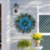 装飾的な花の花輪のシミュレーションシミュレーション孔雀の花輪ベースの花農家の花輪の前扉の壁にぶら下がっている結婚式の家の装飾