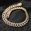 17mm Cuban Link Chain Iced Out Full Zircon Gold Silver Plated Mens Bling Necklace