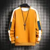 Long Sleeve Harajuku Sweatshirts Men New Fashion 6 Color Hoodie Mens Casual O-Neck Patchwork Sweatshirt for Young Men 201113